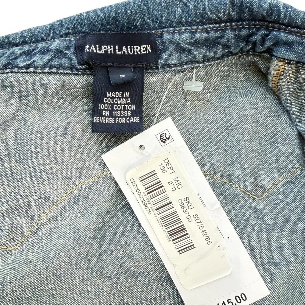 Ralph Lauren Girls Denim Shirt Dress in Light Blue
